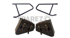 Royal Enfield Interceptor 650 Mounting Rails With Leather Pannier Bags Brown